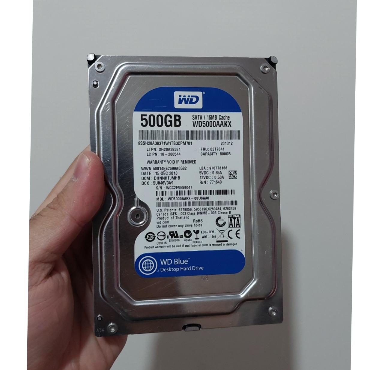 هارد وسترن 500 گیگ آبی WD 500GB BLUE در حد نو