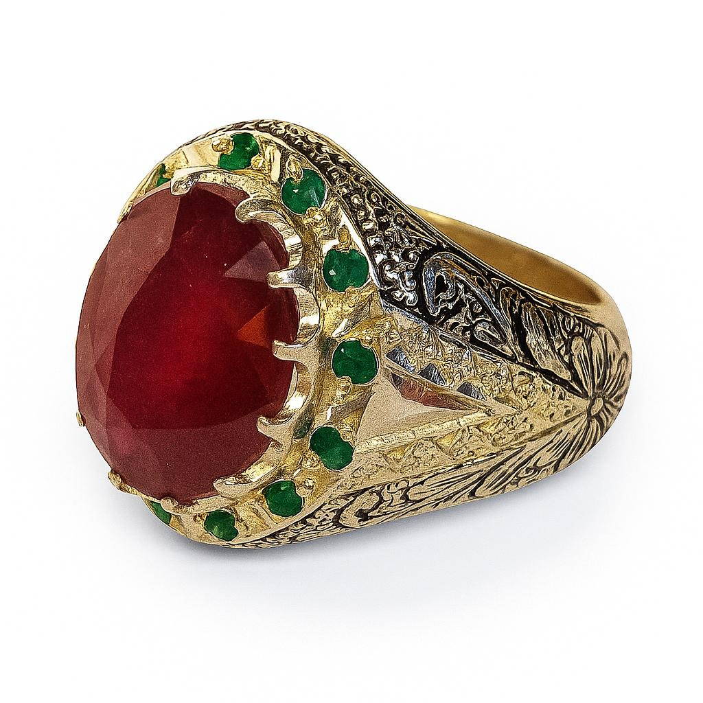 انگشتر نقره دست ساز یاقوت سرخ مردانه مدل y203