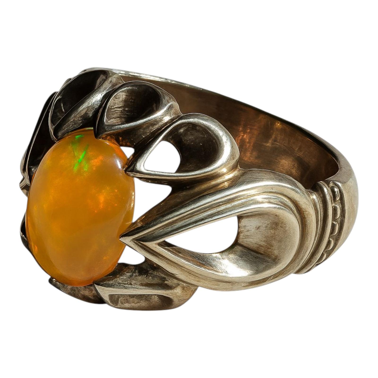 انگشتر اپال طبیعی رکاب دست ساز استاد مرتضی جعفری