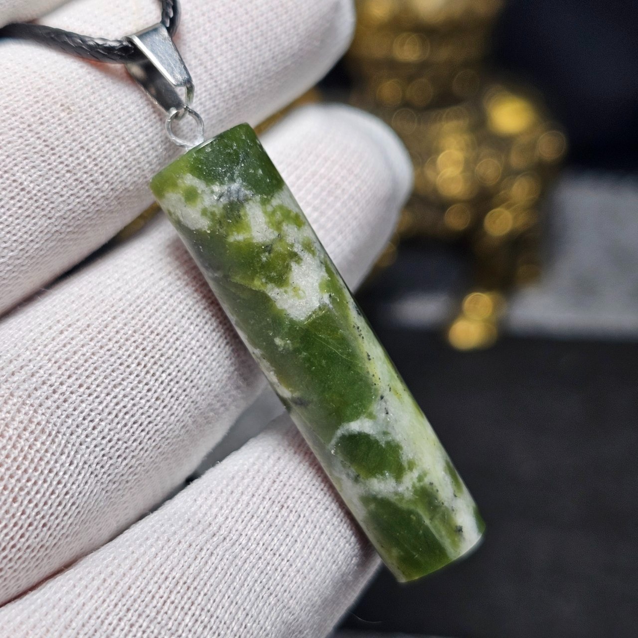 آویز گردنبند سنگ طبیعی سرپانتین معدنی کد 35883