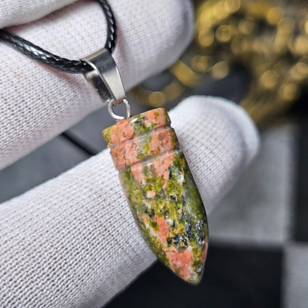 آویز گردنبند سنگ طبیعی اوناکیت معدنی کد 35907