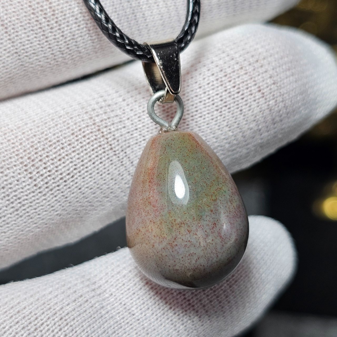 آویز گردنبند سنگ طبیعی سنگ خون معدنی کد 35910