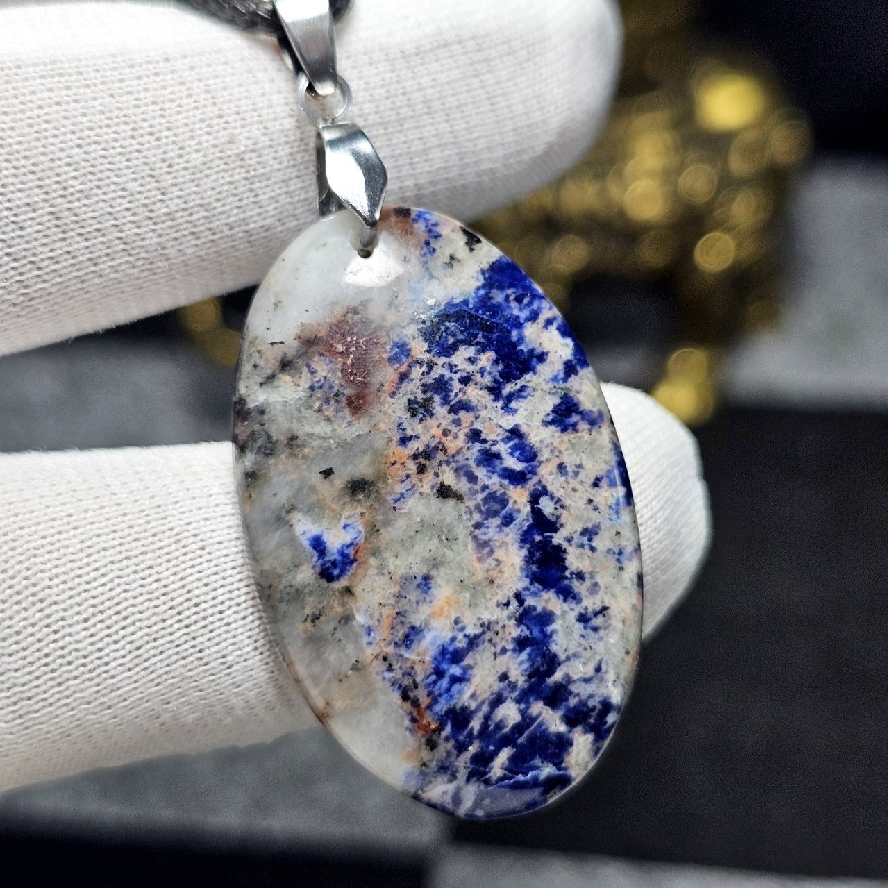 آویز گردنبند سنگ سودالیت معدنی کد 35959