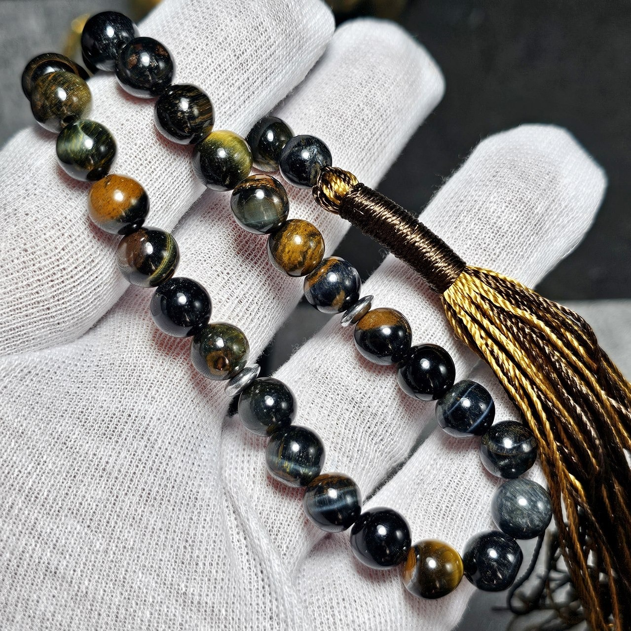 تسبیح 33 دانه سنگ چشم ببر معدنی کد 36370