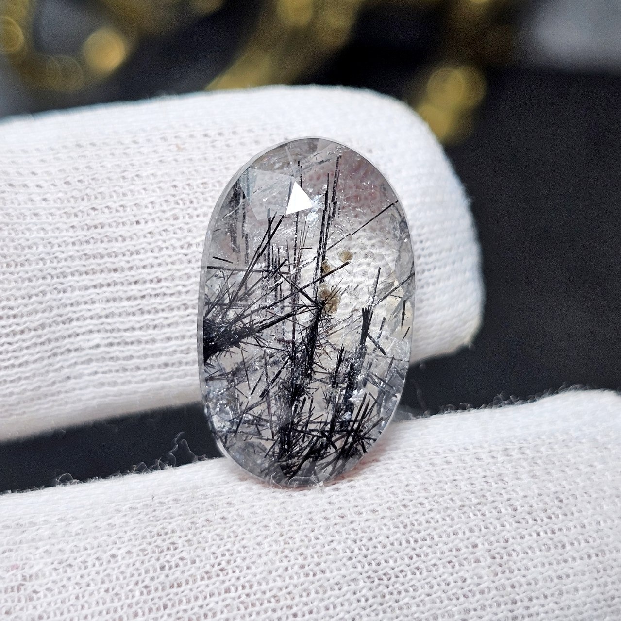  نگین سنگ طبیعی روتایل کوارتز معدنی کد  36474