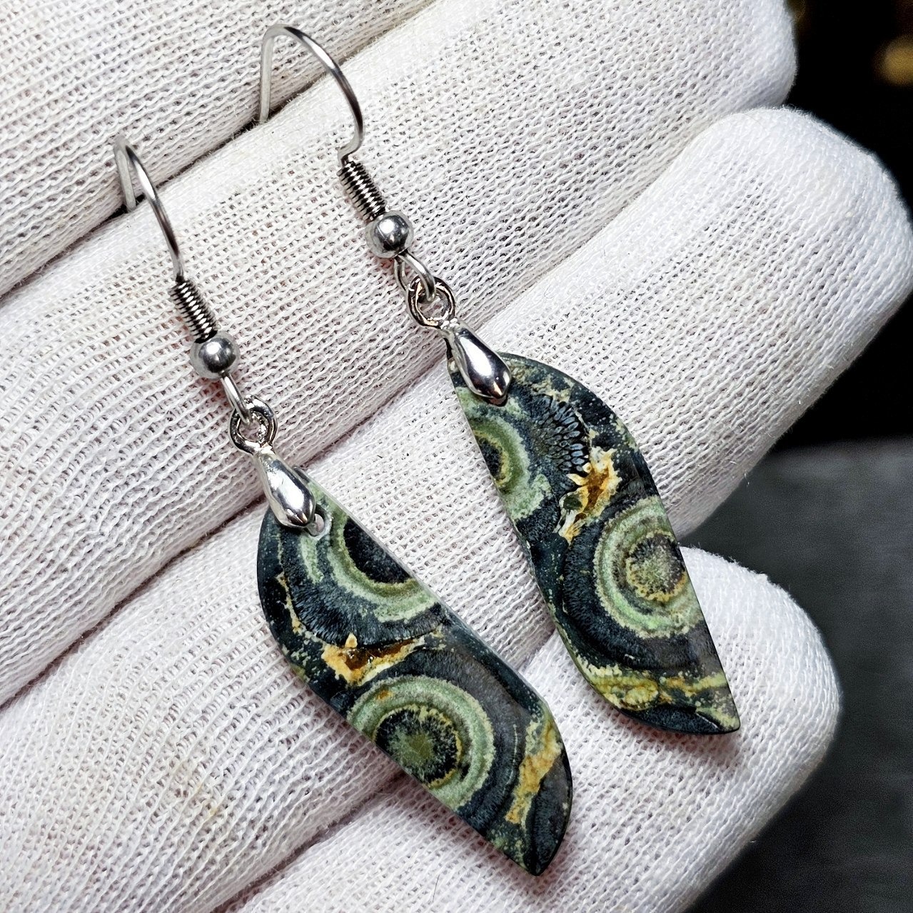  گوشواره سنگ طبیعی کامبابا جاسپر معدنی کد 36703