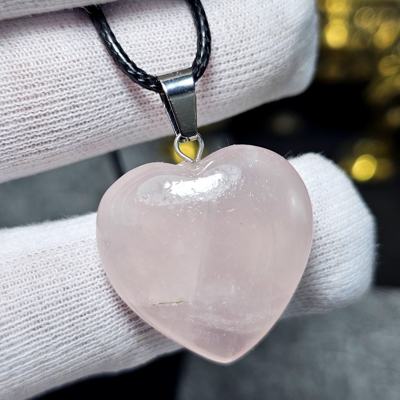  آویز گردنبند سنگ طبیعی  رز کوارتز معدنی کد 36599