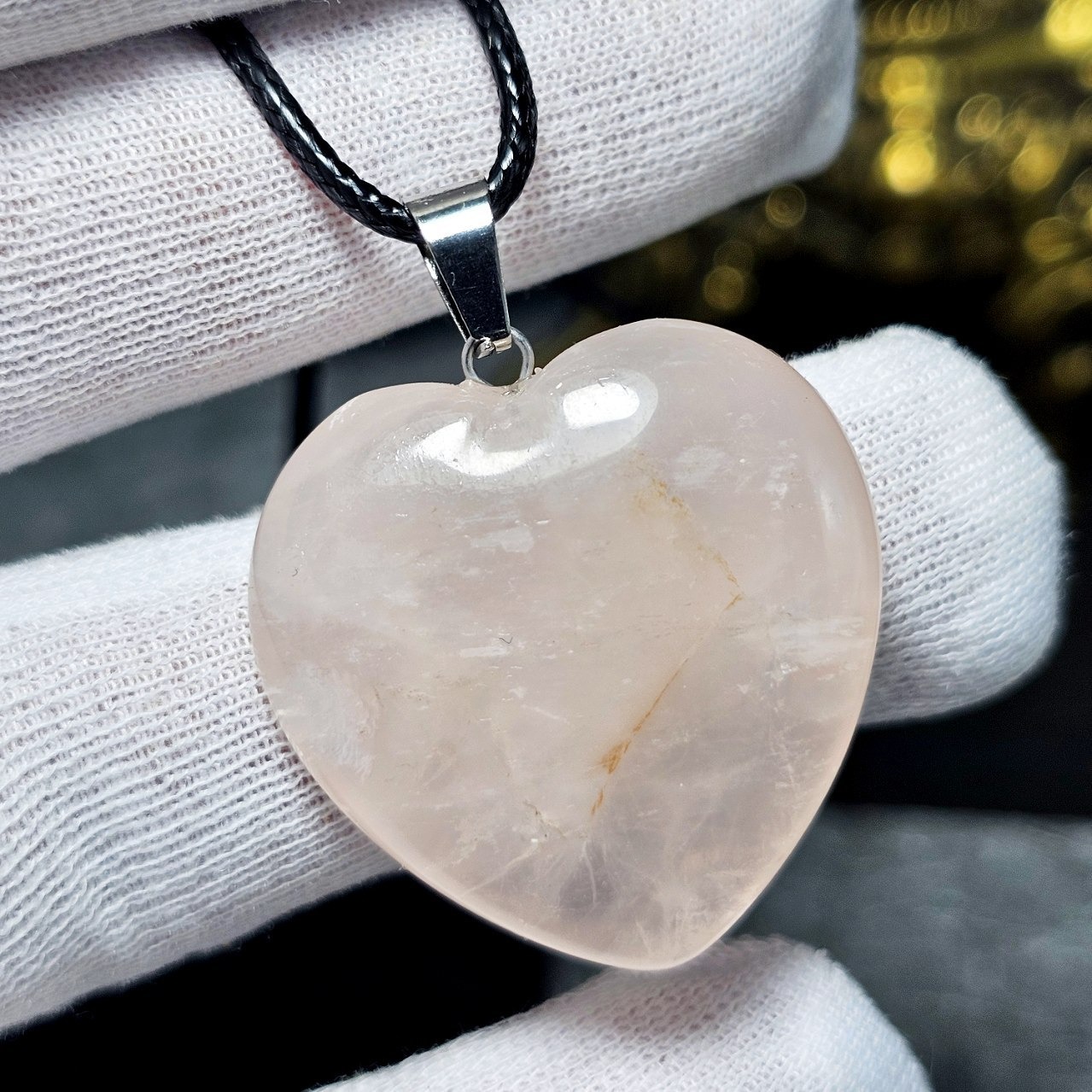  آویز گردنبند سنگ طبیعی  رز کوارتز معدنی کد 36600