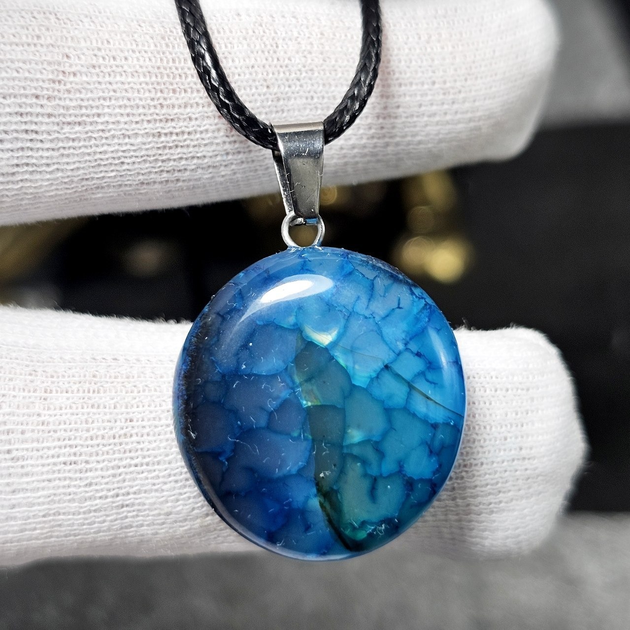  آویز گردنبند سنگ  عقیق دراگون معدنی کد 36608