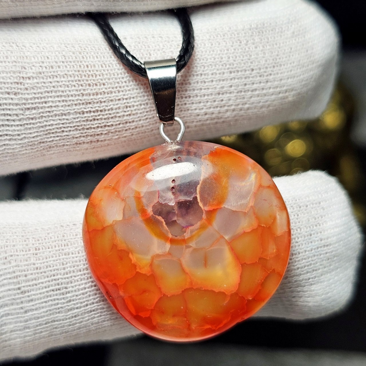  آویز گردنبند سنگ  عقیق دراگون معدنی کد 36610