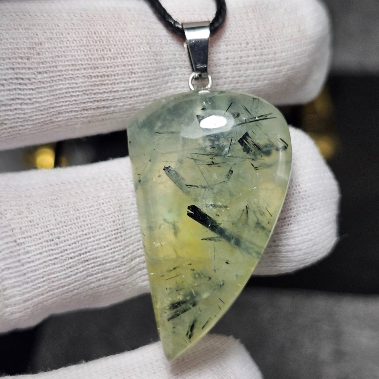 گردنبند سنگ طبیعی پرهنیت رتایل دار معدنی کد 36622