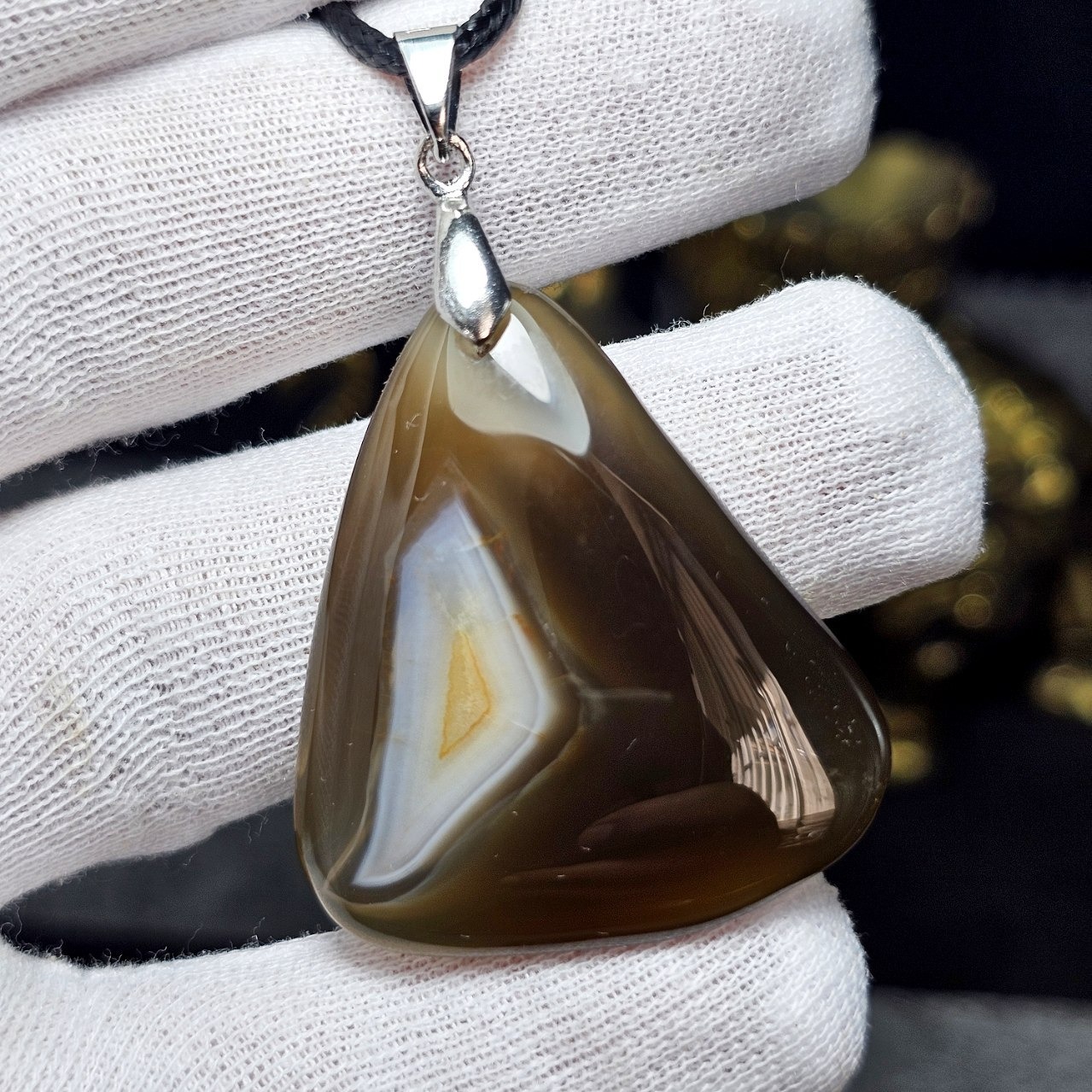 آویز گردنبند سنگ عقیق جزع معدنی کد 36660