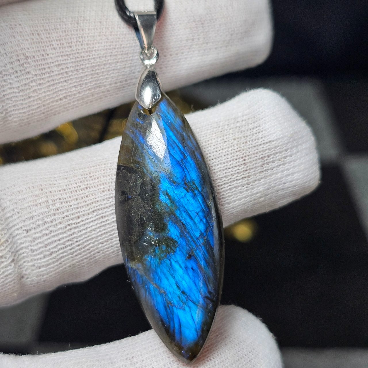  آویز گردنبند سنگ طبیعی لابرادوریت معدنی کد 36681