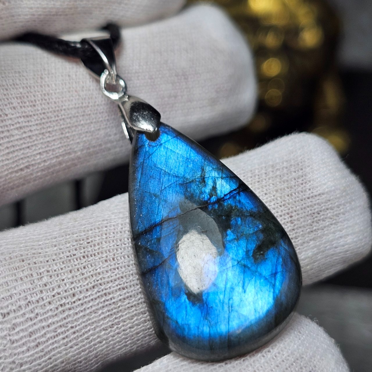  آویز گردنبند سنگ طبیعی لابرادوریت معدنی کد 36682