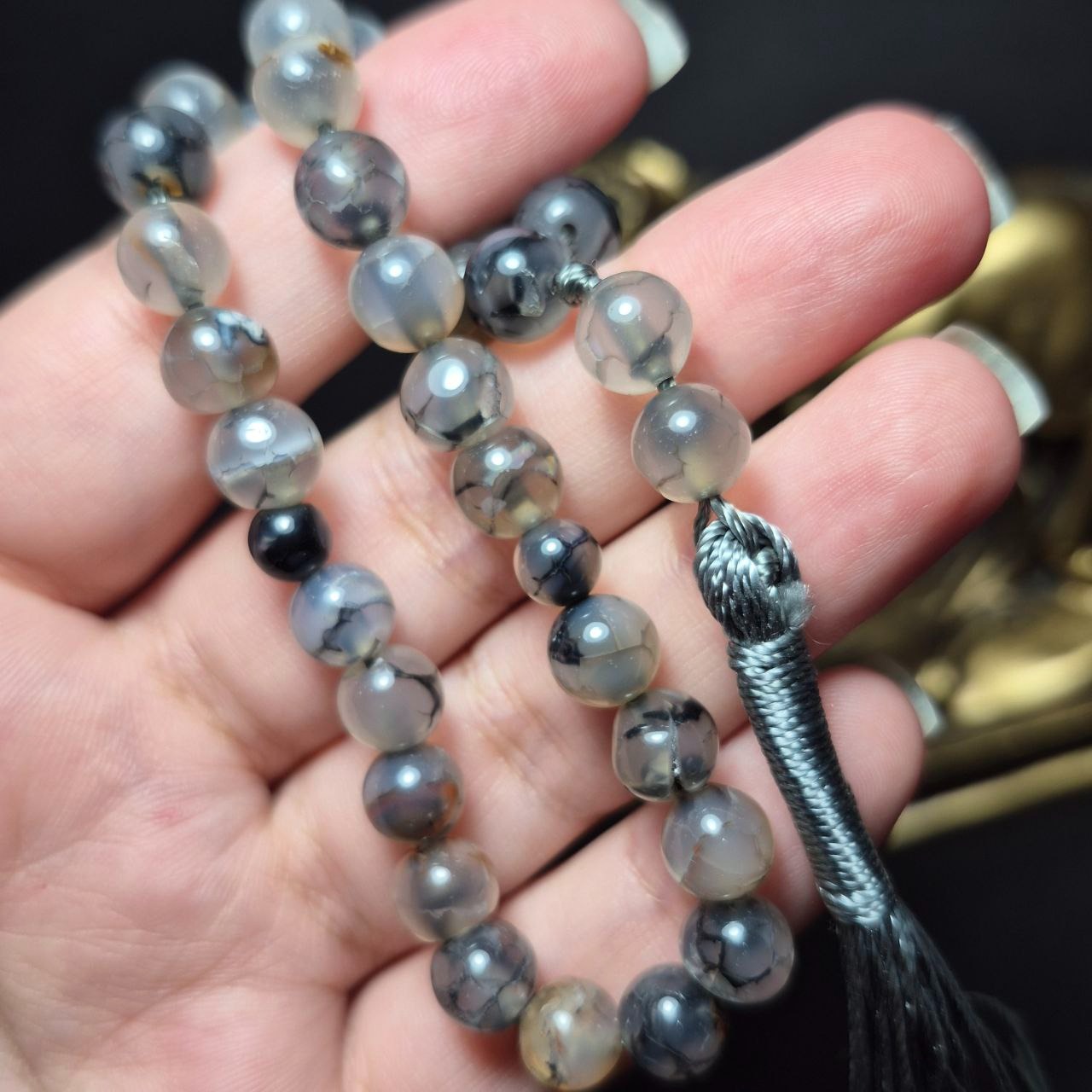 تسبیح 33 دانه عقیق دراگون معدنی 8 میل کد Z7092