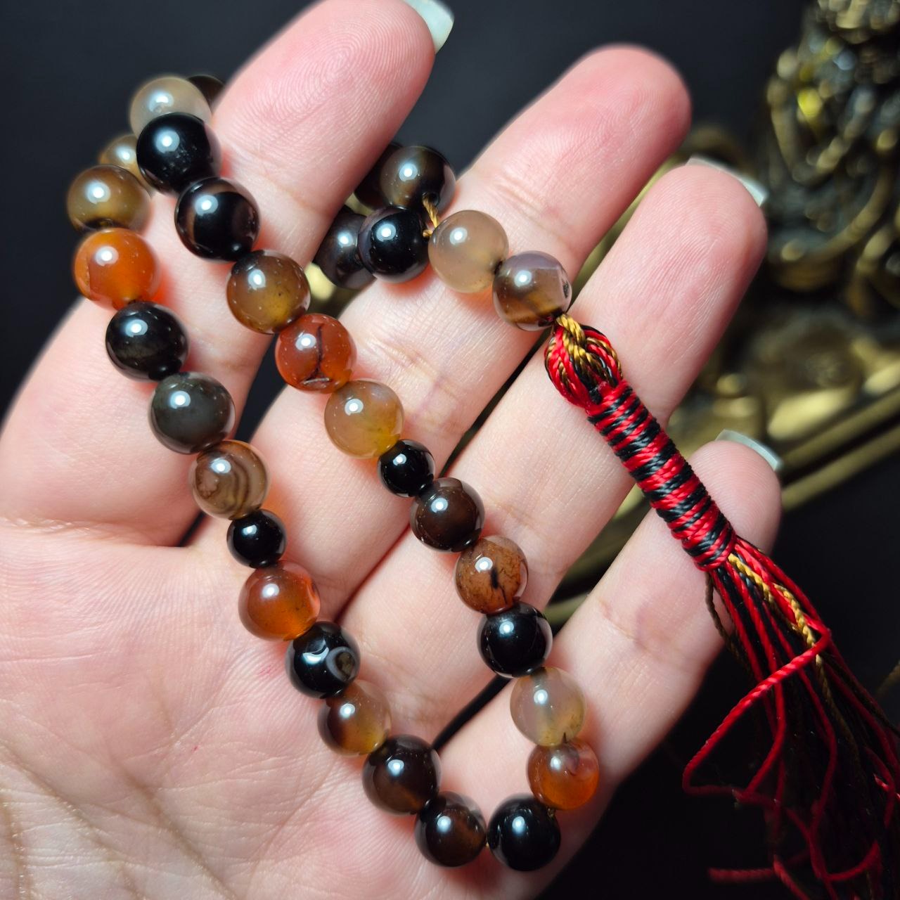 تسبیح 33 دانه عقیق معدنی سایز 8 میل کد Z7093