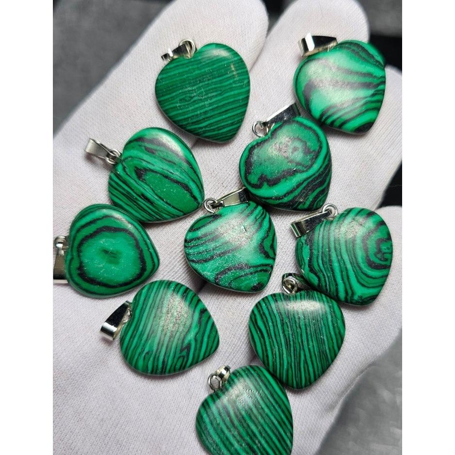 پک 10 عددی گردن آویز سنگ طرح مالاکیت کد 34