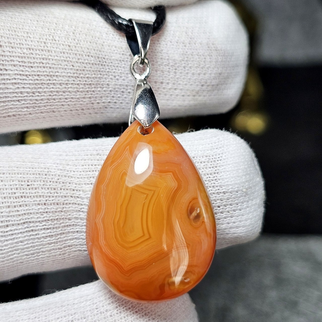 آویز گردنبند سنگ عقیق سلیمانی معدنی کد 36685