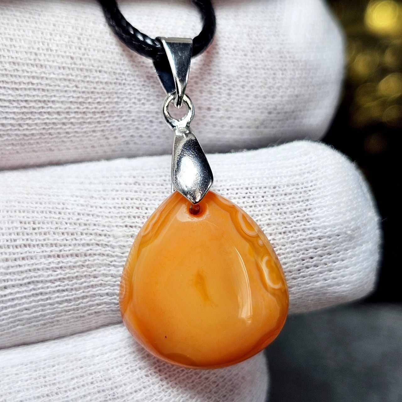 آویز گردنبند سنگ عقیق سلیمانی معدنی کد 36686