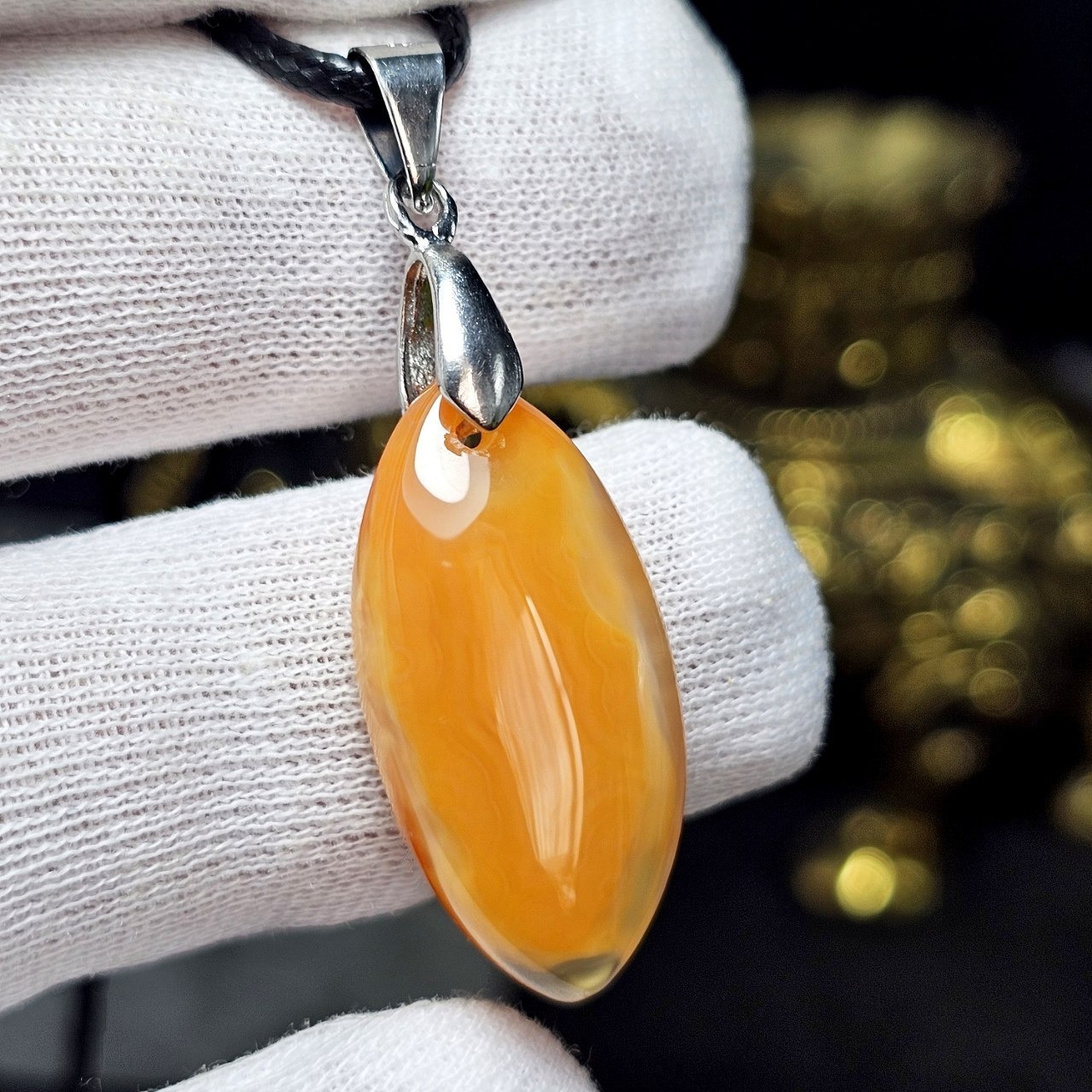 آویز گردنبند سنگ عقیق سلیمانی معدنی کد 36687