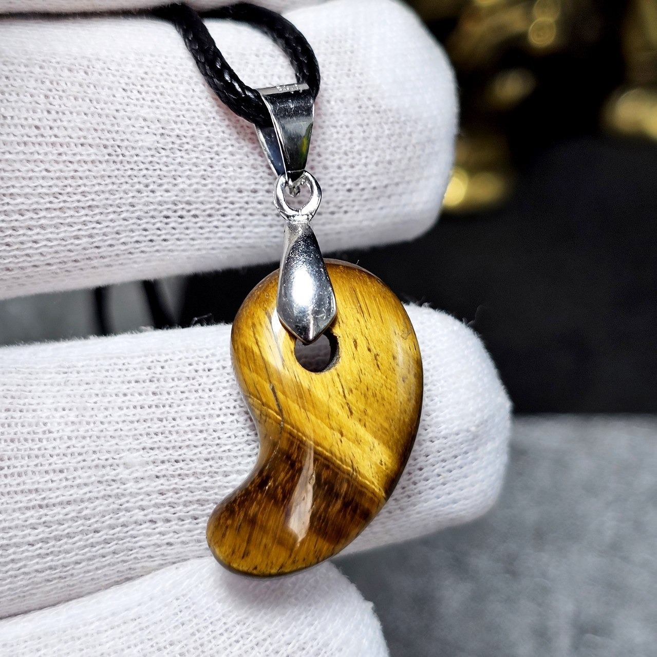  آویز گردنبند سنگ طبیعی چشم ببر معدنی کد 36688