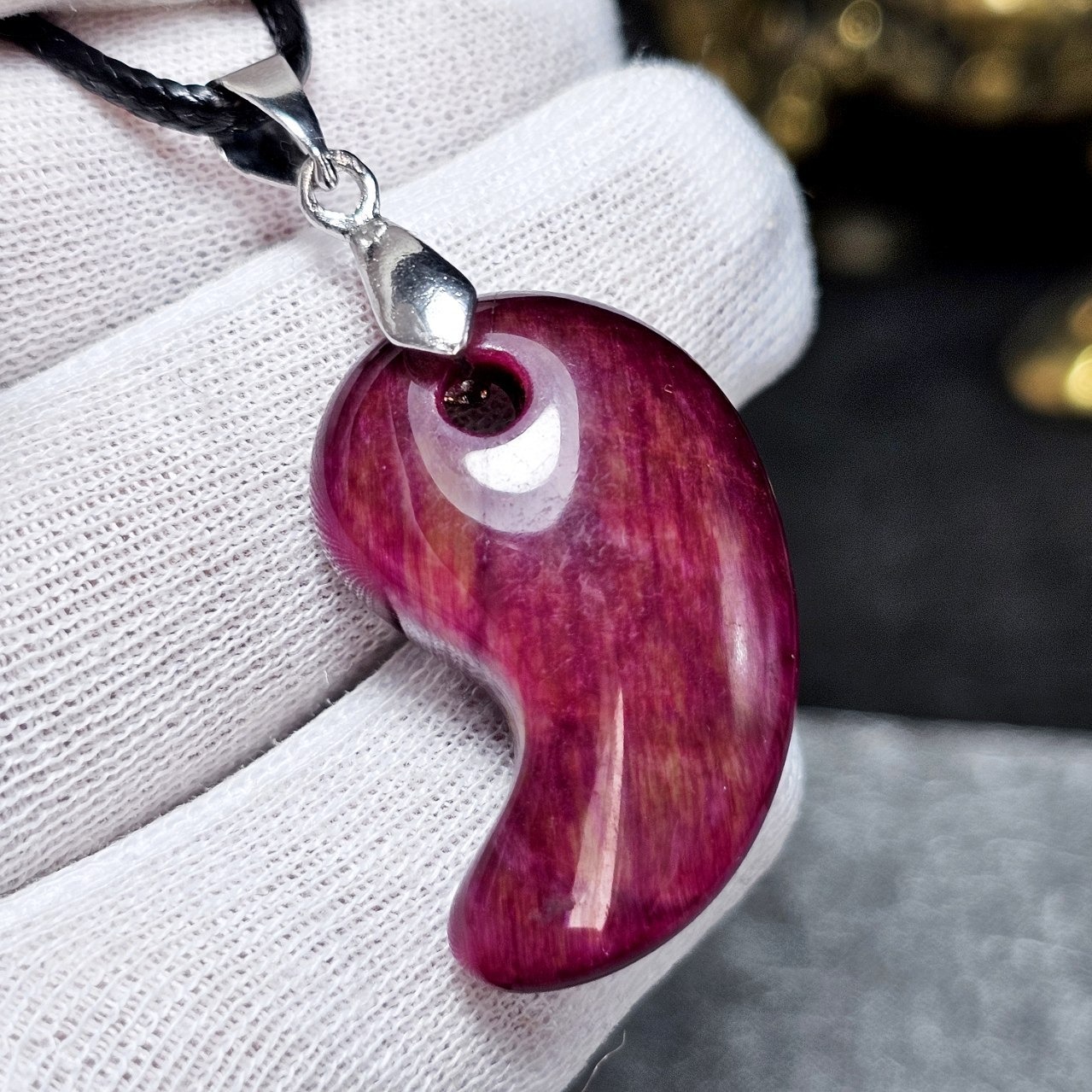  آویز گردنبند سنگ طبیعی چشم ببر معدنی کد 36690