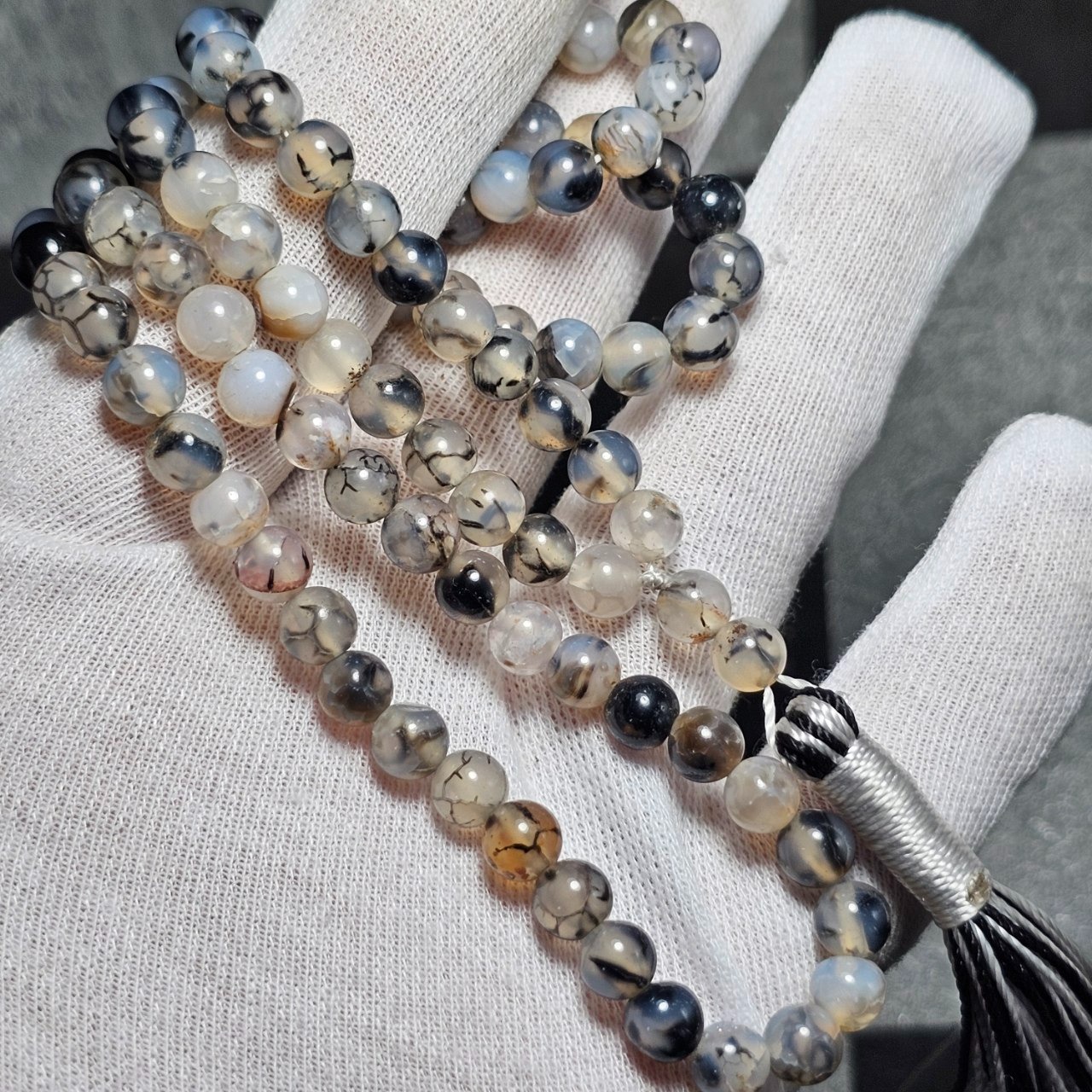  تسبیح 101 دانه سنگ عقیق دراگون معدنی کد  36721