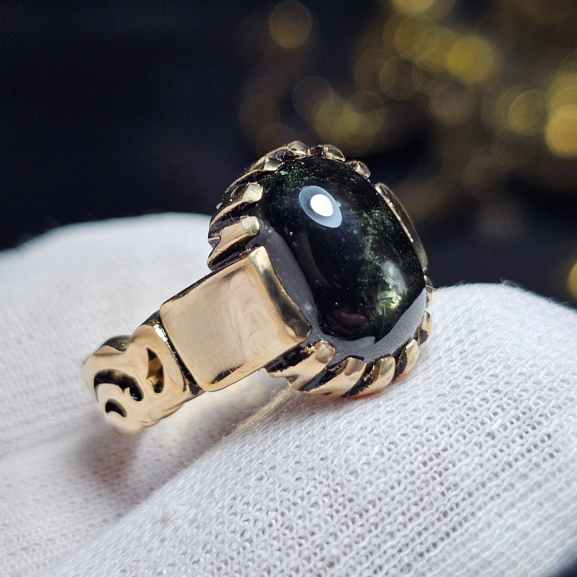 انگشتر طلا روس سنگ دیوپسید استار معدنی کد 37513