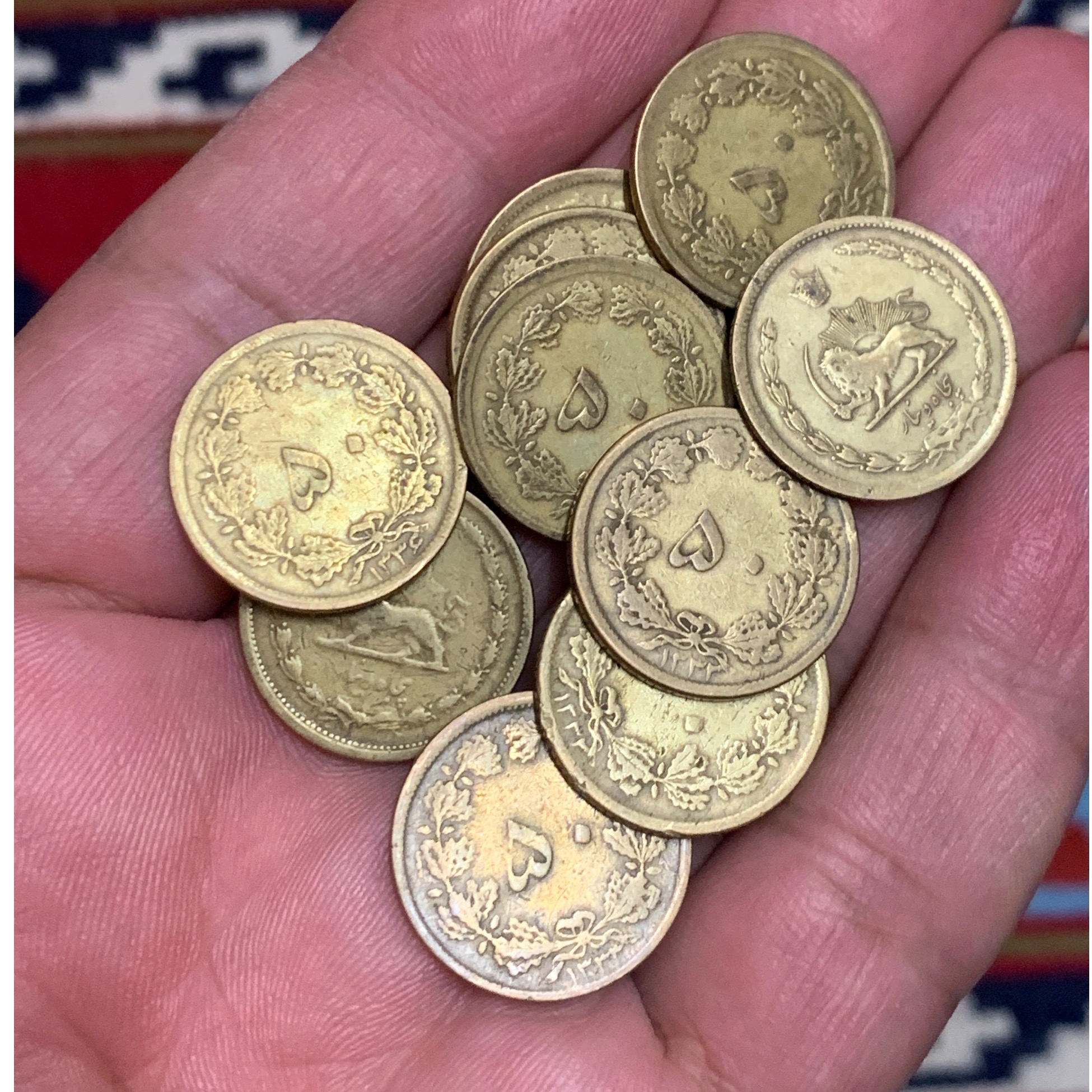 10 عدد سکه 50 دینار برنزی