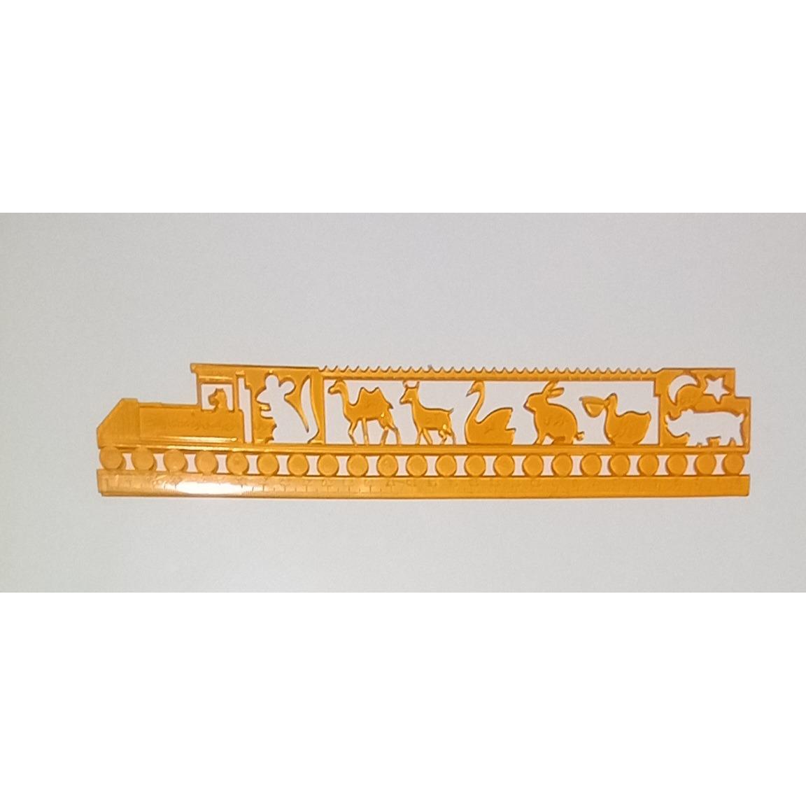 خطکش قدیمی طرح اتوبوس حیوانات