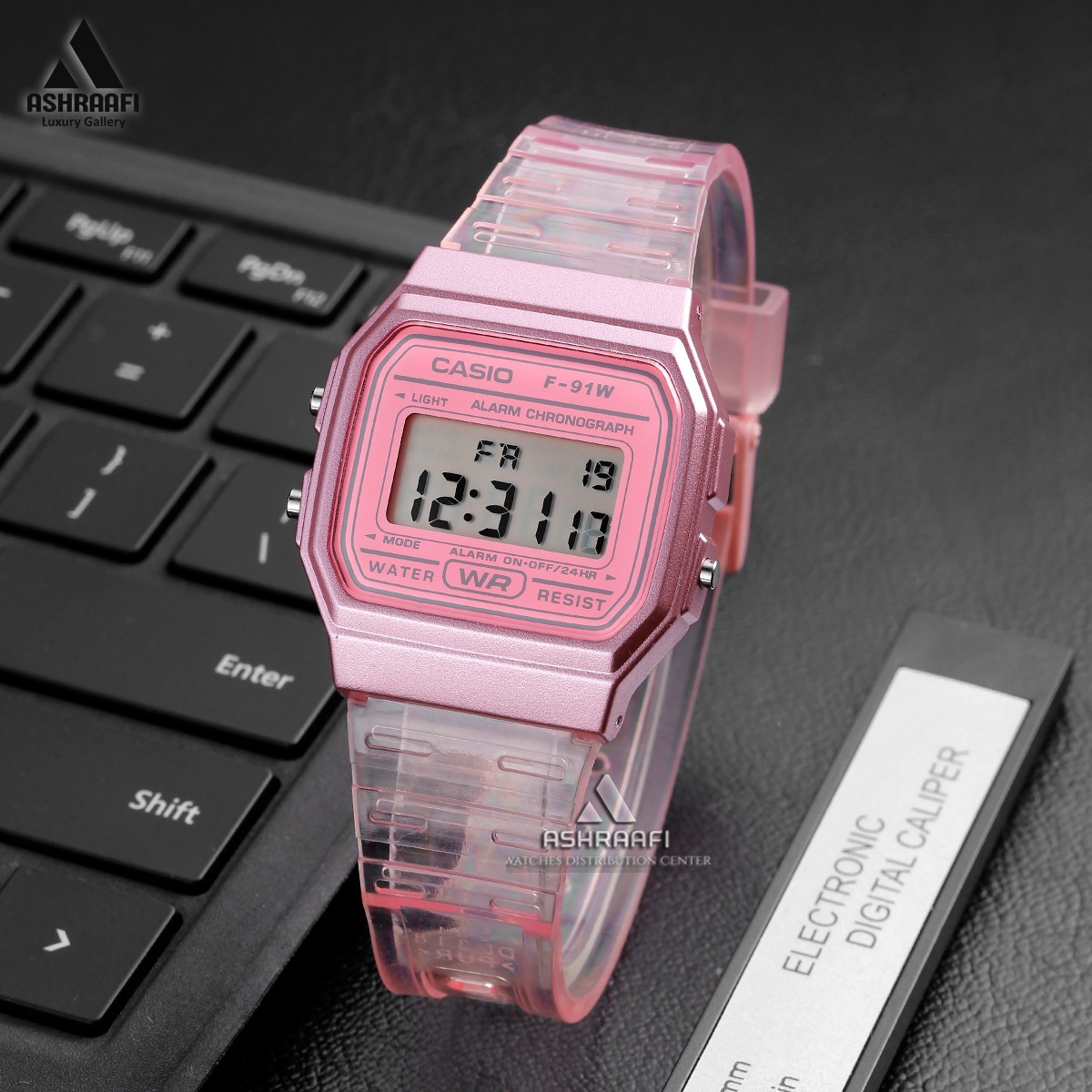 ساعت کاسیو دیجیتالی صورتی Casio F-91W-593