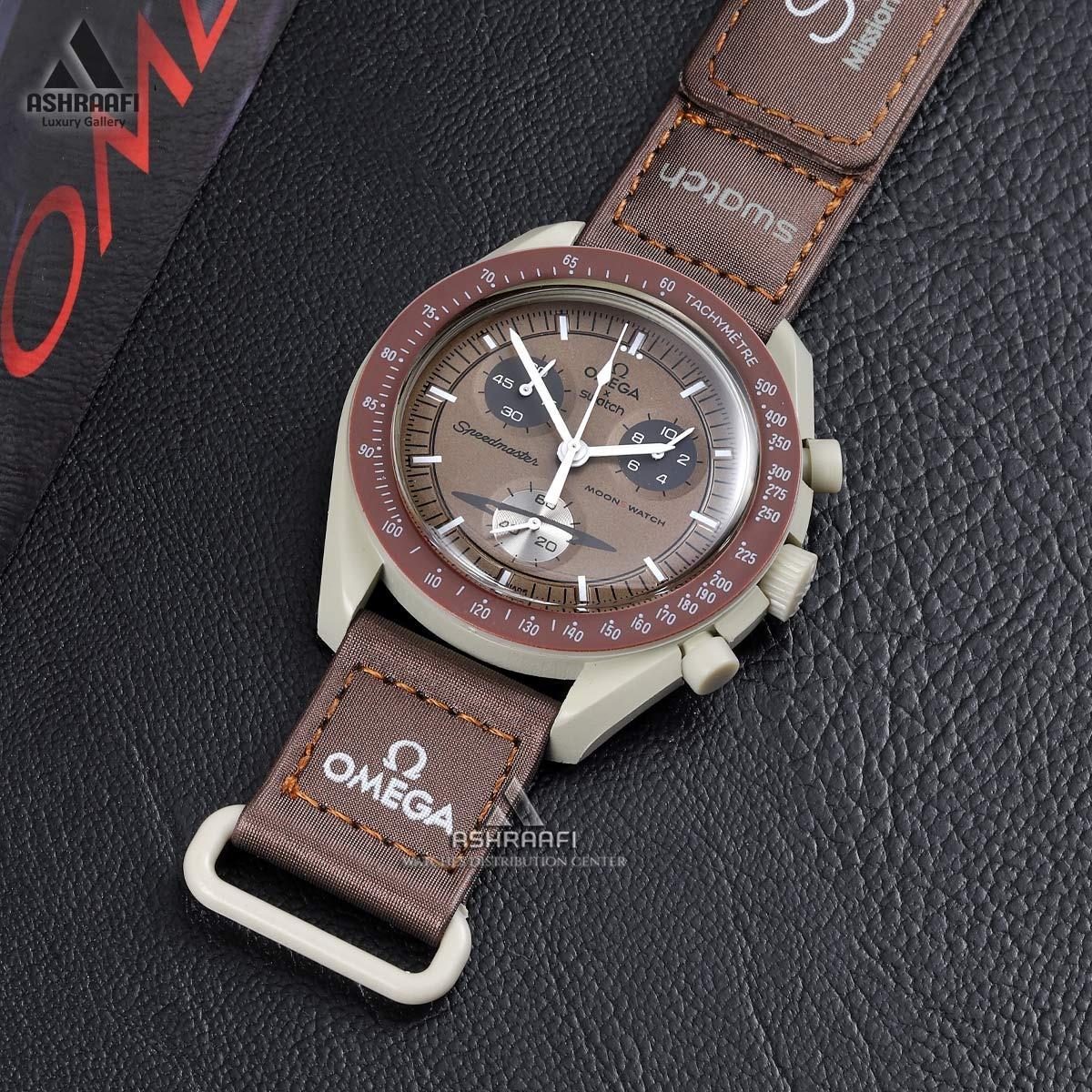 ساعت امگا سواچ قهوه ای سفید Omega x Swatch BeK1