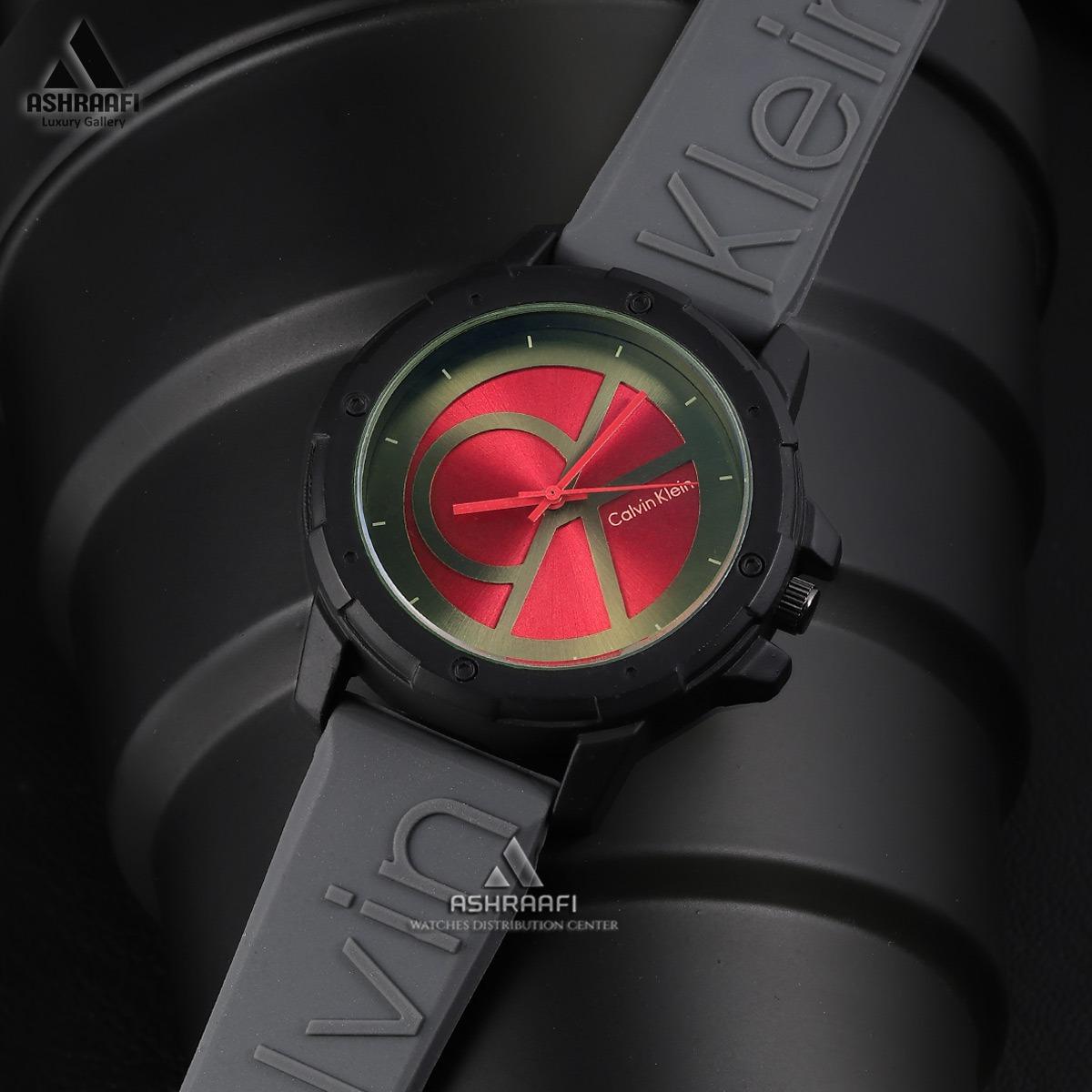 ساعت مچی کلوین کلین قرمز طوسی Calvin Klein CK-01