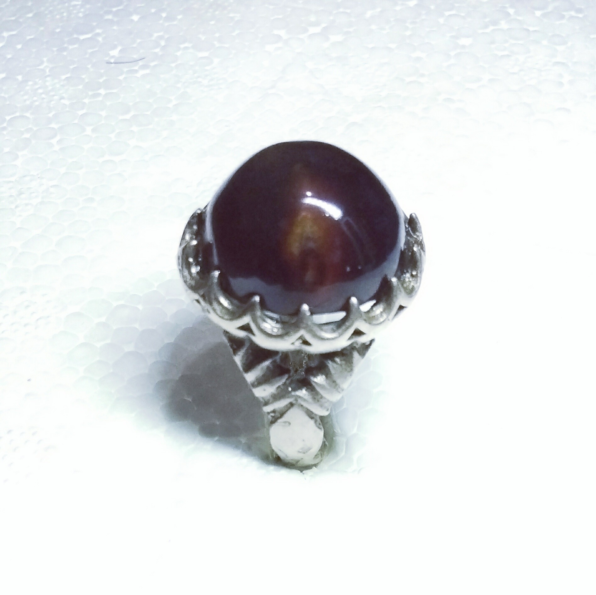 انگشتر بدون مشابه عقیق کبدی چشم دار