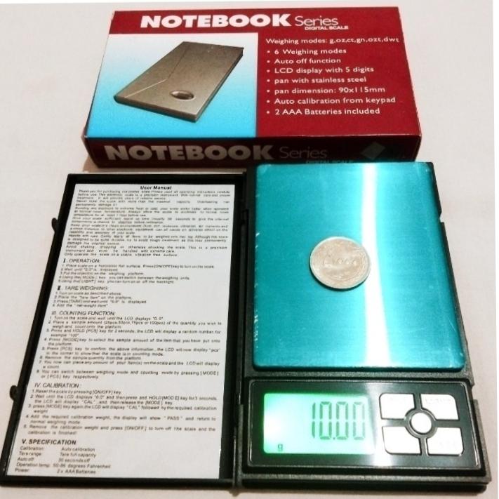ترازو دیجیتال نوت بوکی 500گرمی بادقت 0.01 یکصدم