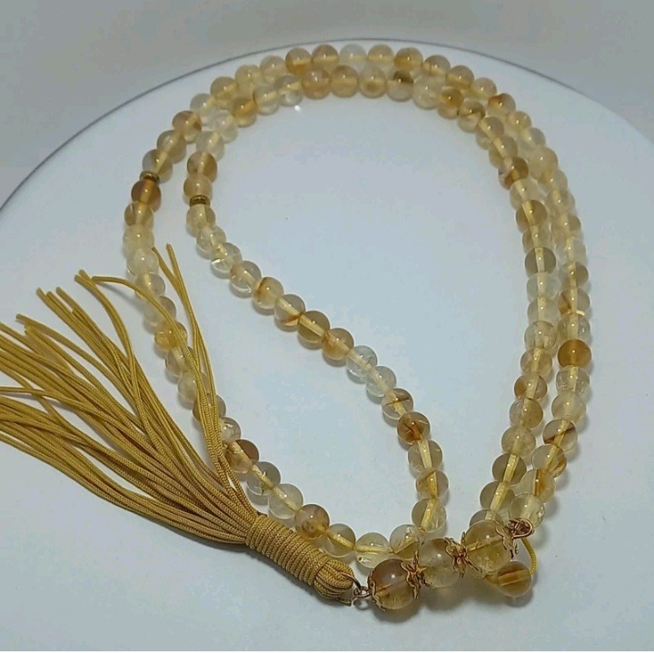 تسبیح سیترین معدنی و مرغوب 101 دانه 6 میل