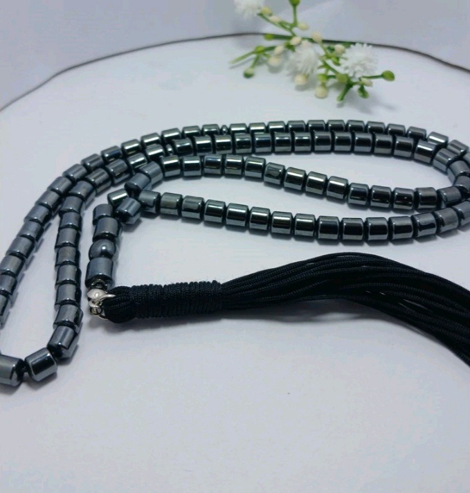 تسبیح حدید دودی 101 دانه استوانه سایز 6×8