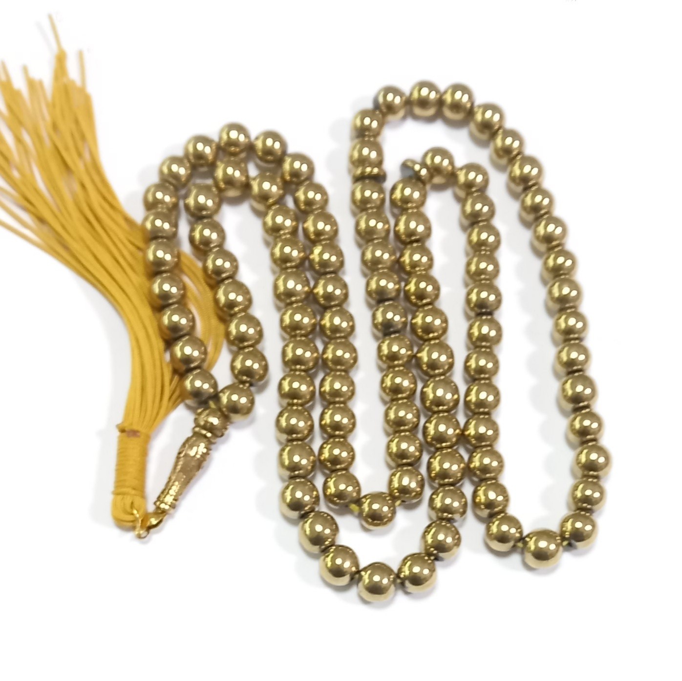 تسبیح حدید طلایی دانه درشت 101 دانه ای