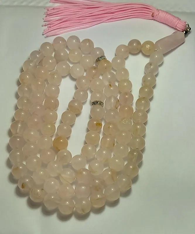تسبیح رز کوارتز درشت و 101 دانه 8 میل