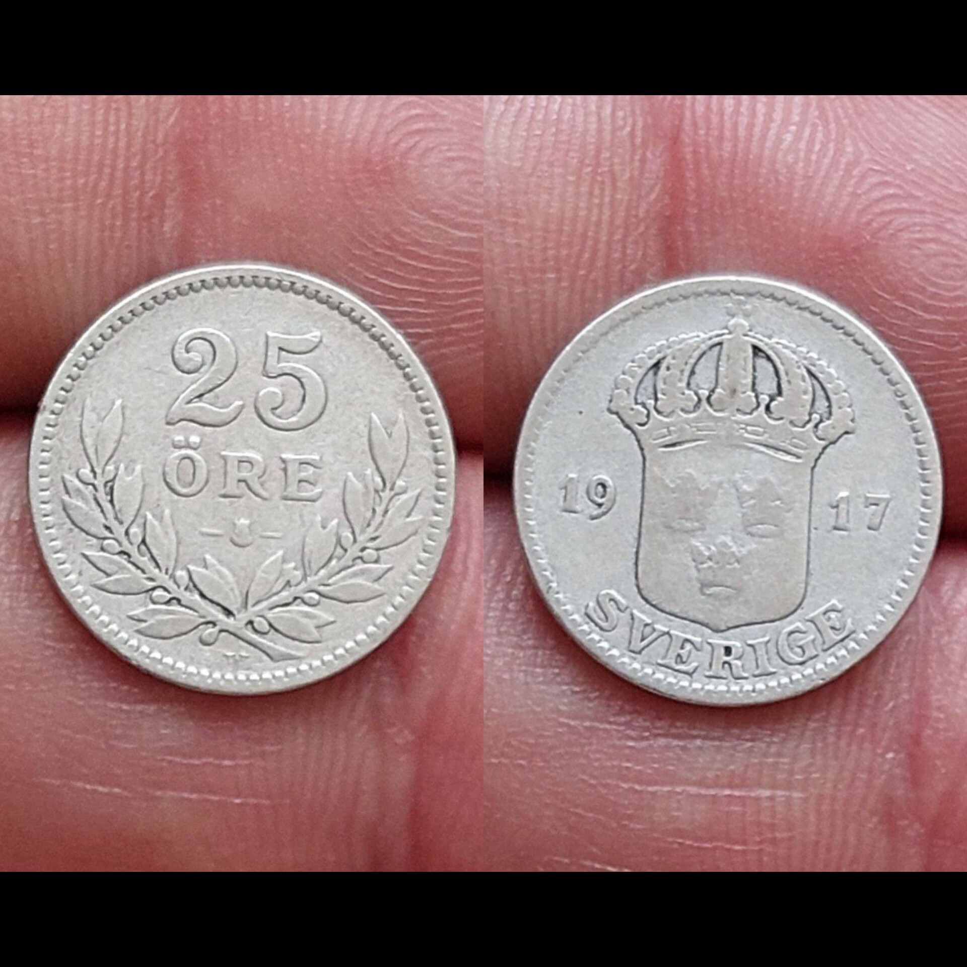 سکه نقره 25 اور 1917 سوئد