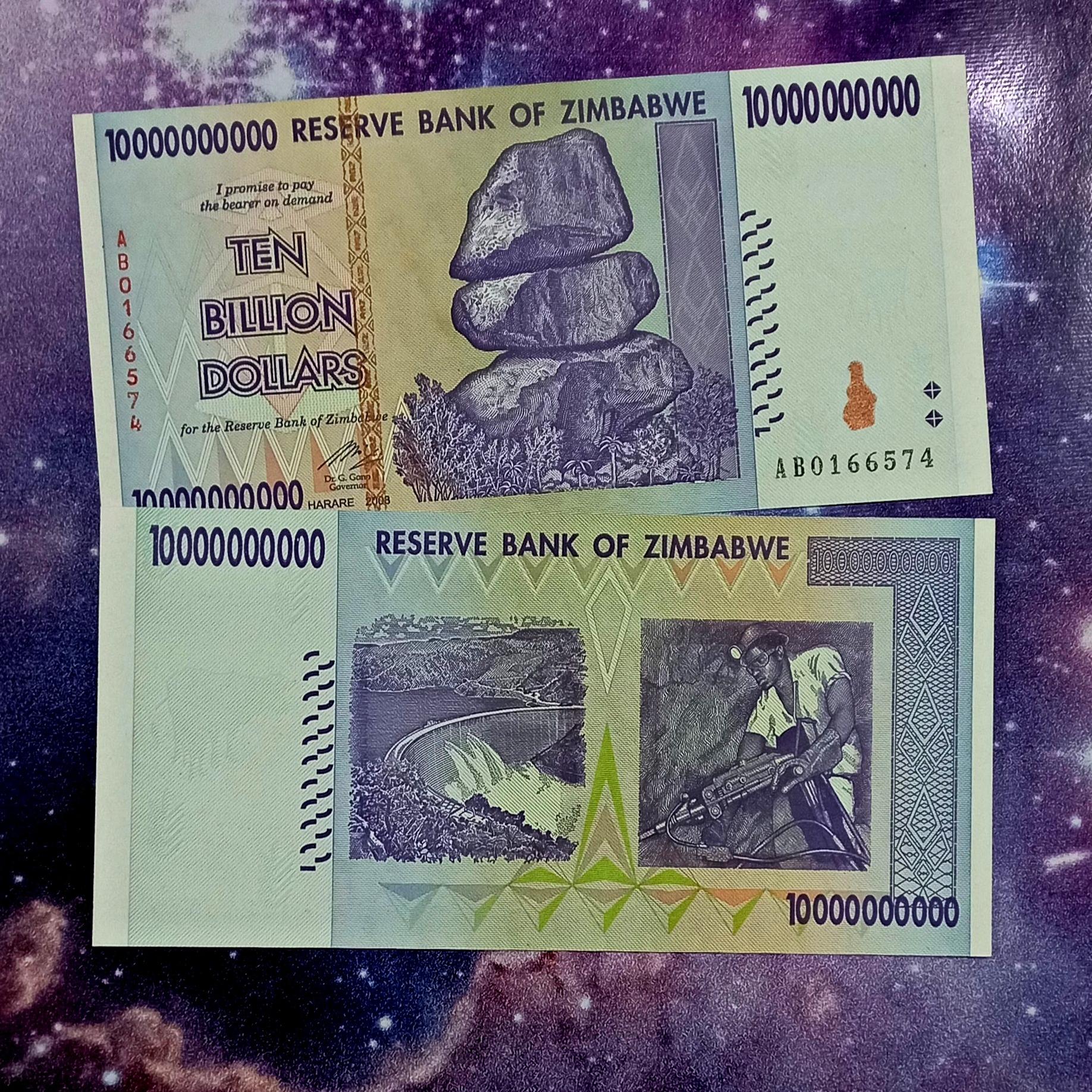 اسکناس 10000000000 دلار زیمبابوه