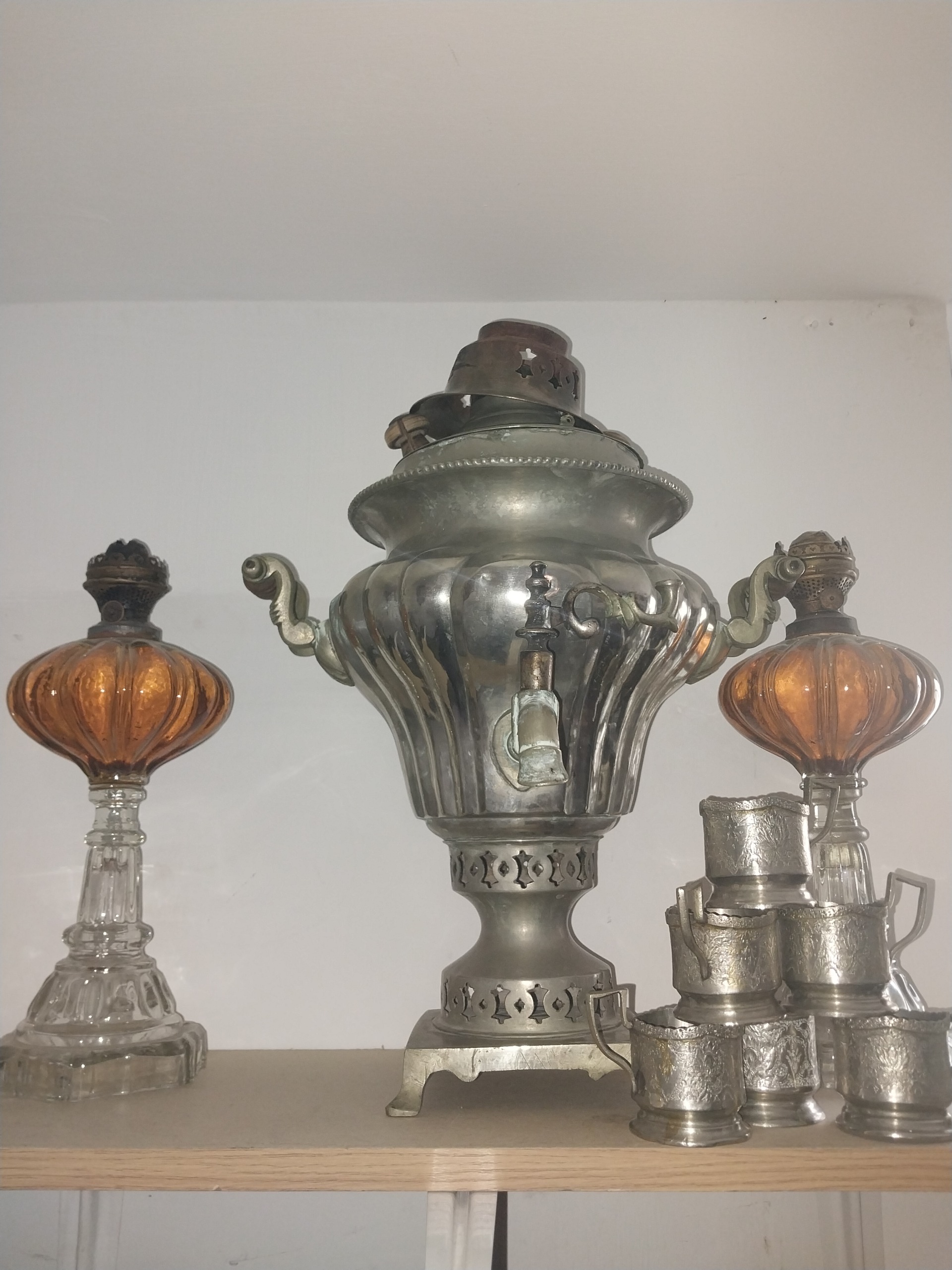 سماور ورشو چکشی قاجاری(زیبا و خاص بسیار کمیاب