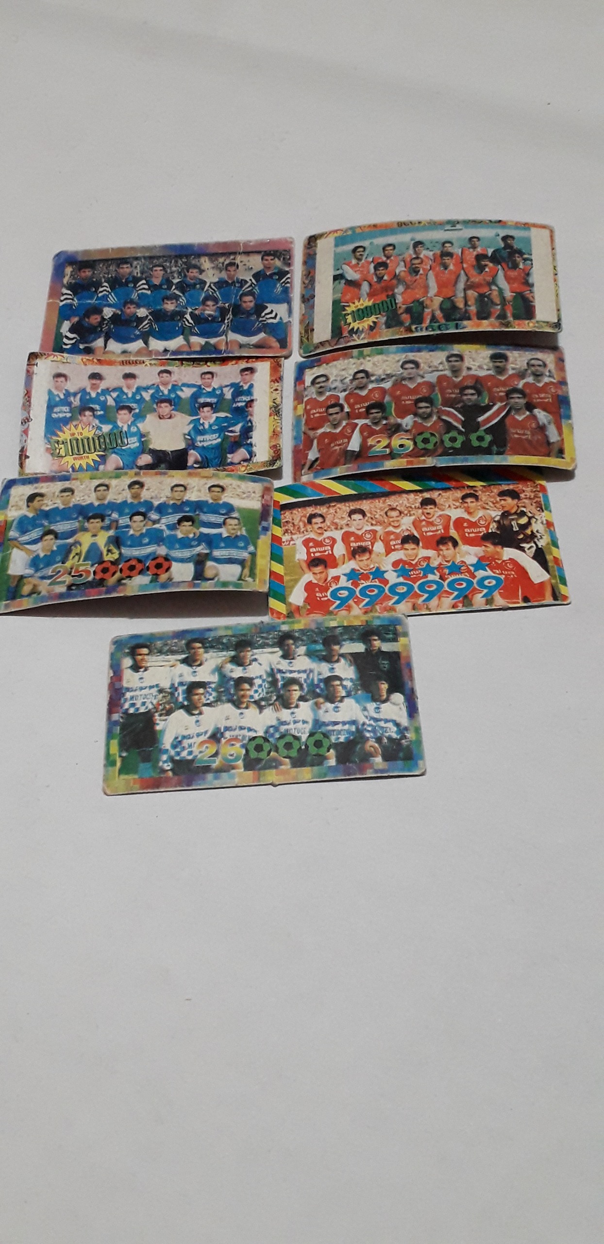 7 قطعه کارت فوتبال قدیمی پرسپولیس و استقلال