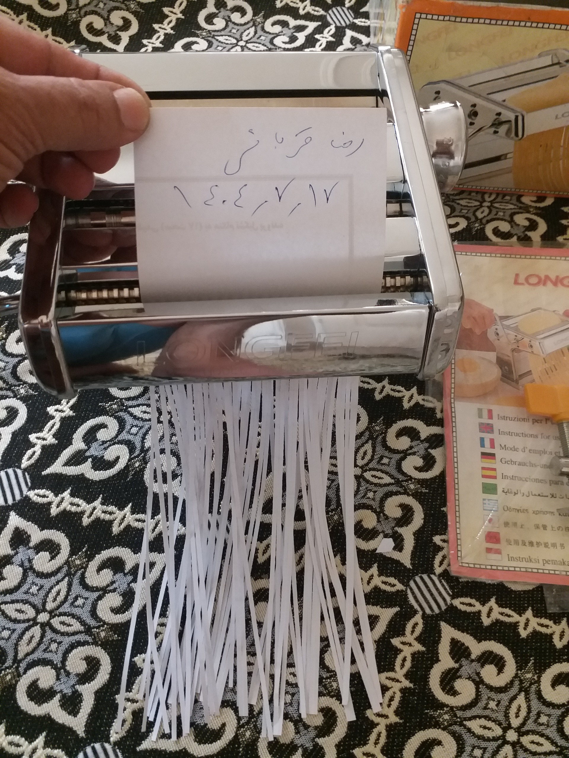 رشته کن و پهن کن خمیر LONGFEI طرح ایتالیا