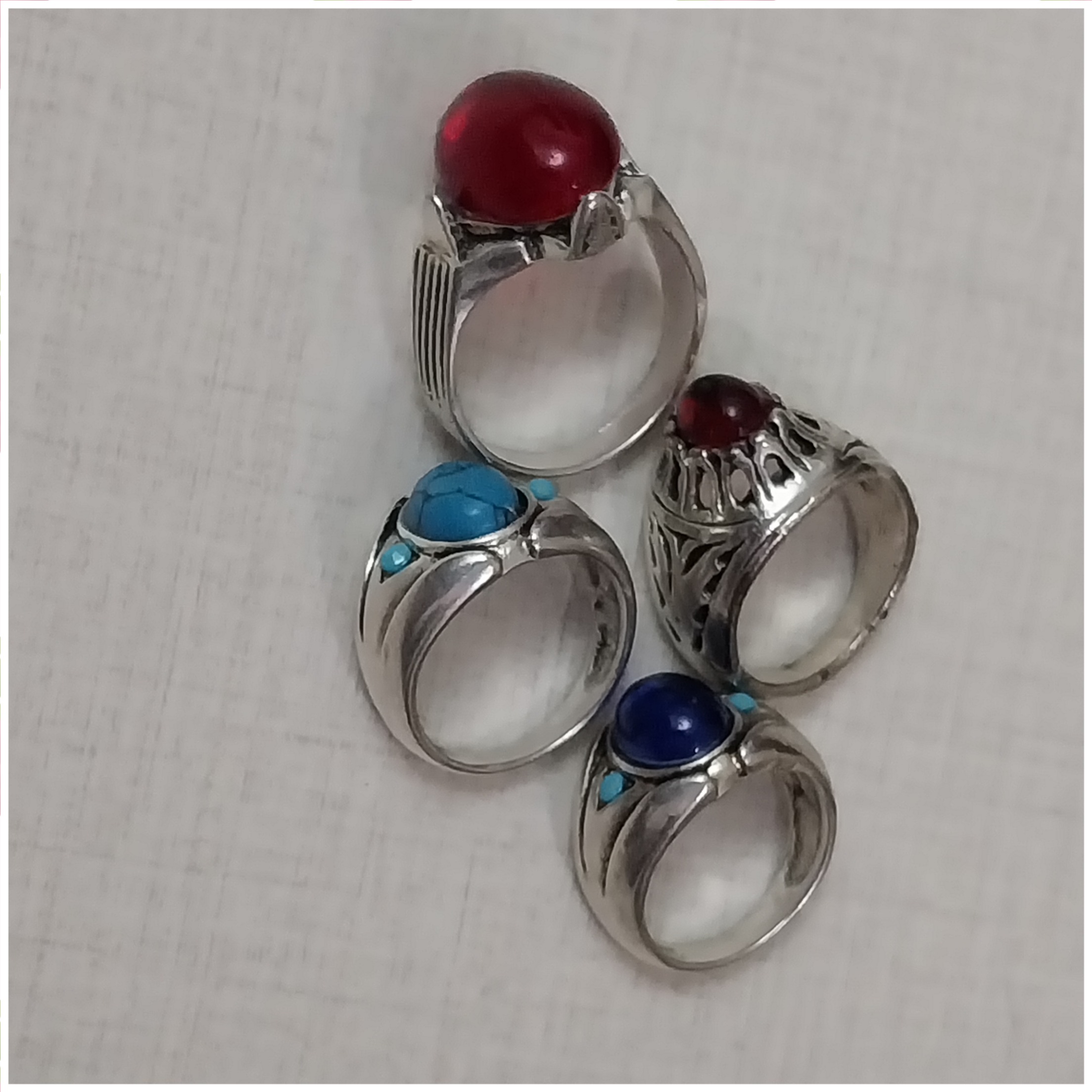 4 عدد انگشتر نقره افغانی توضیحات