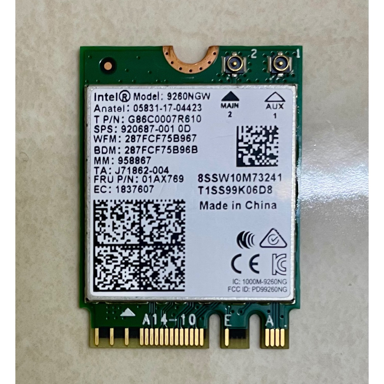 کارت شبکه وایرلس AC 9260NGW WiFi 5 BT 5.1 M.2