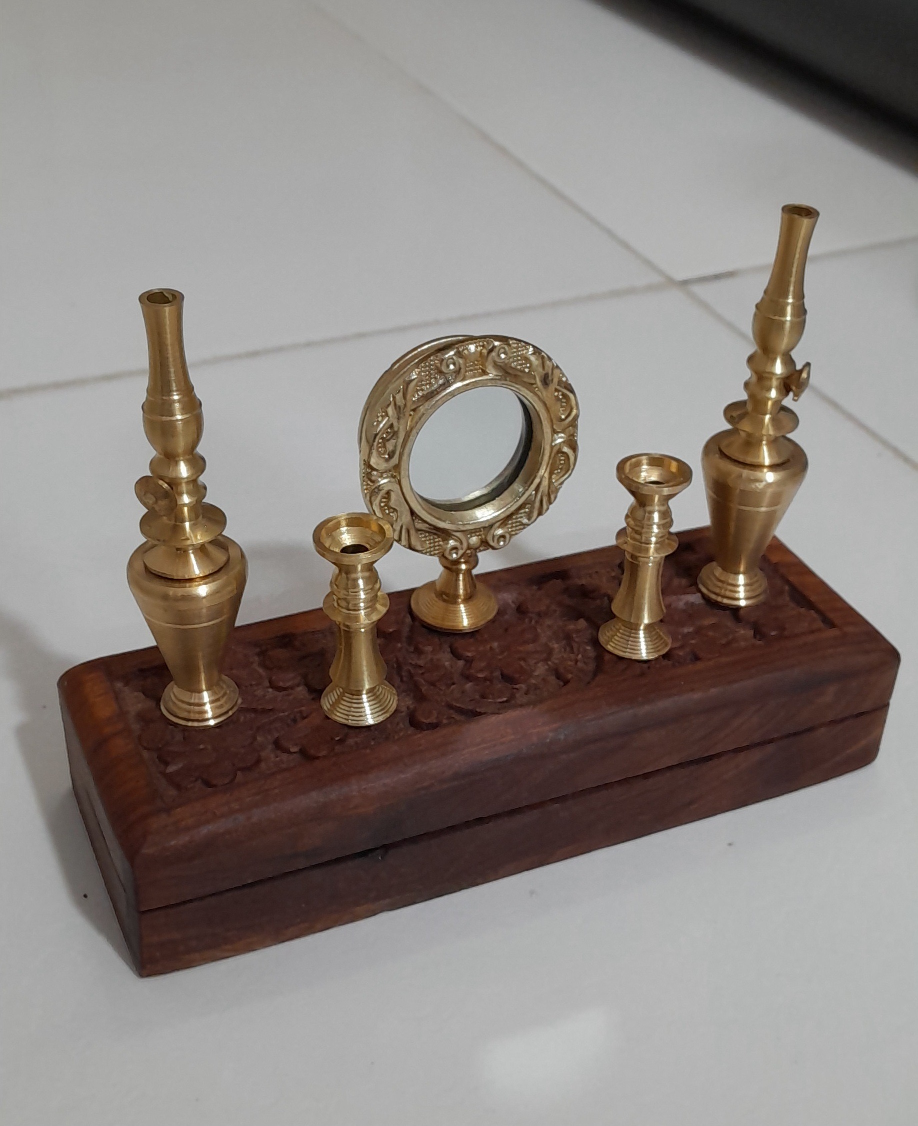 دکوری سنتی آینه شمعدان برنجی مینیاتوری