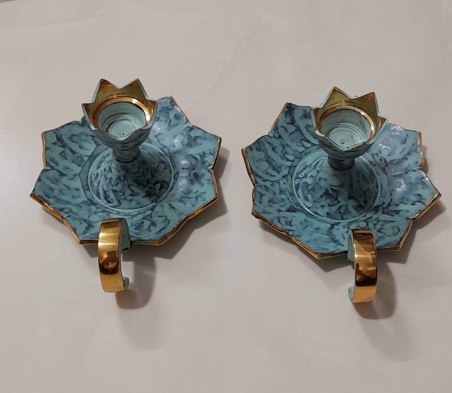 جاشمعی برنجی آنتیک فیروزه ای