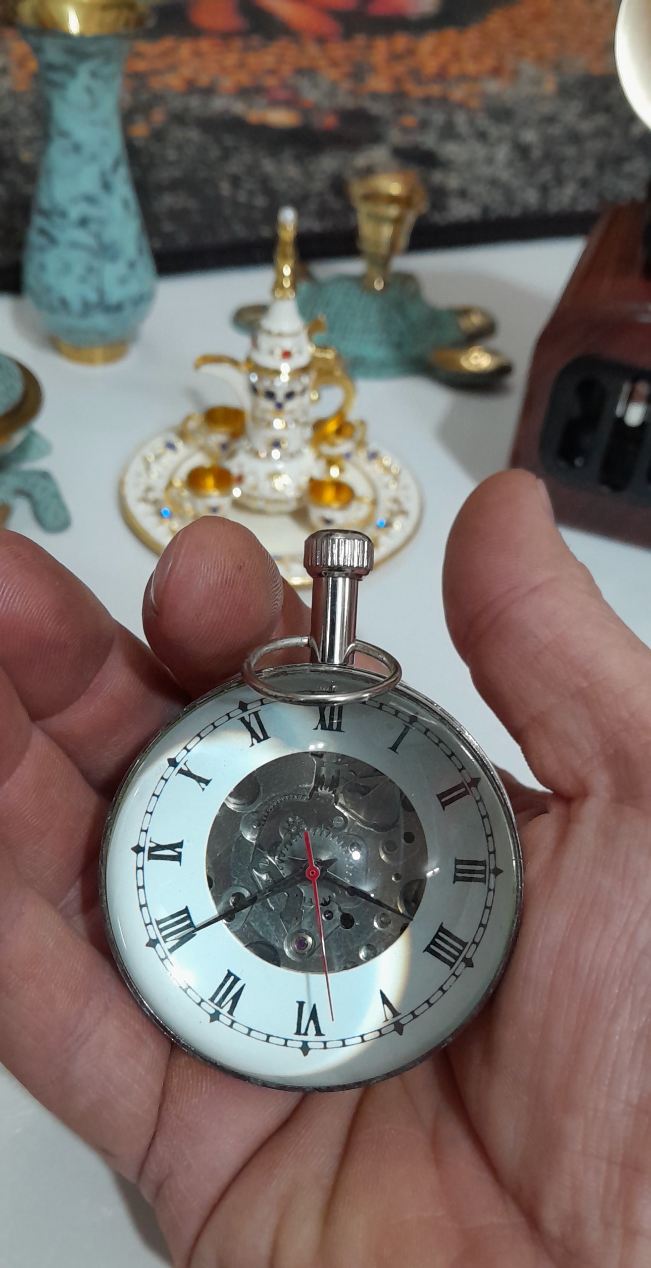 ساعت رومیزی برنجی کوکی مدل گوی