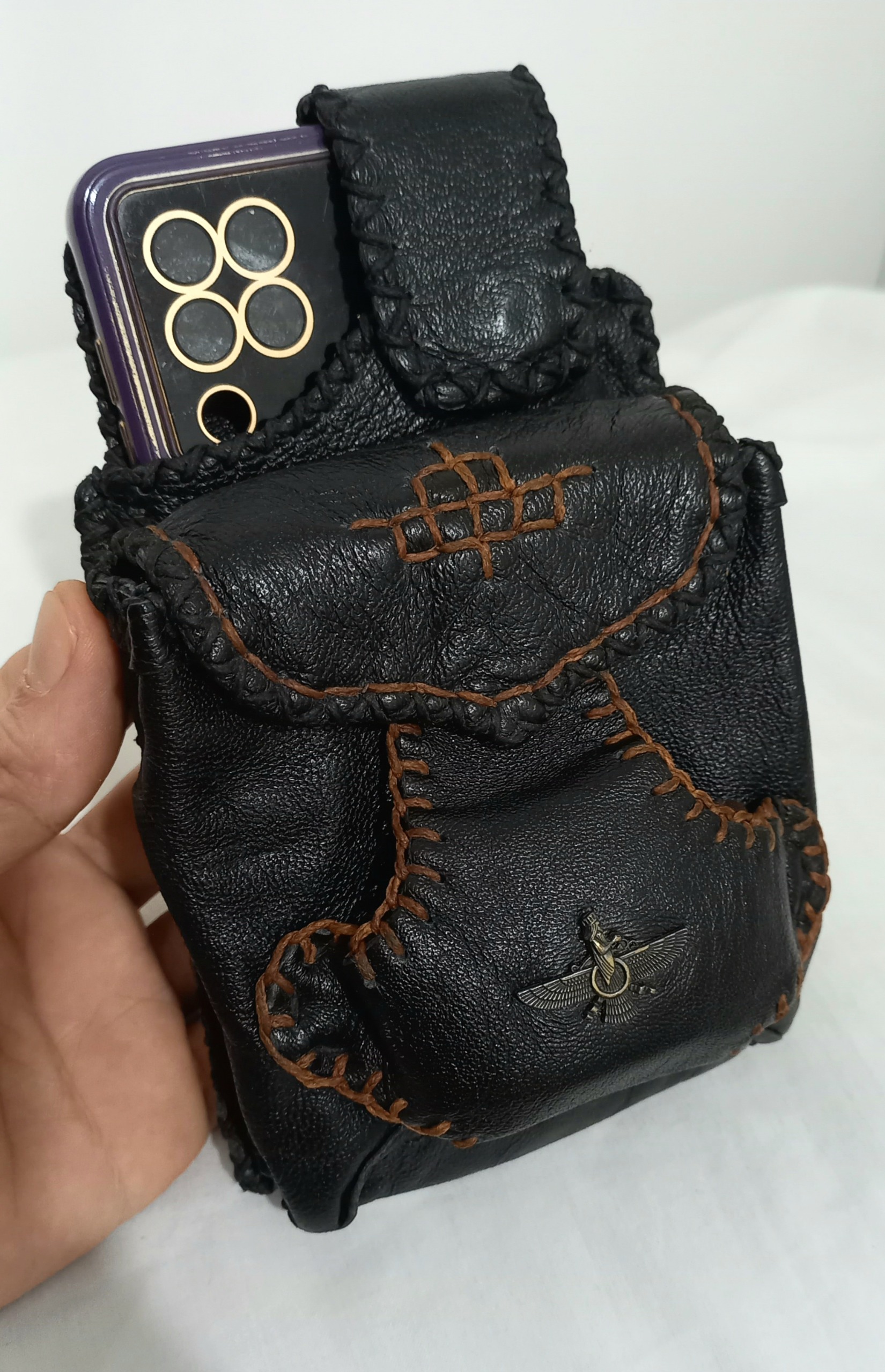 کیف موبایل چرم طبیعی دست دوز